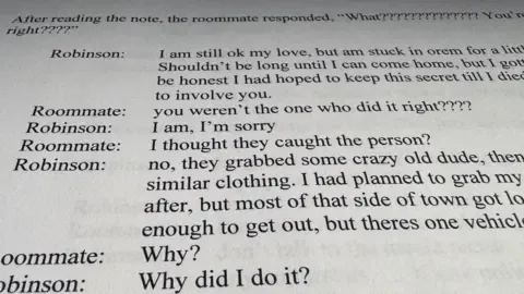 Full Message Thread Between Charlie Kirk Suspect and Roommate